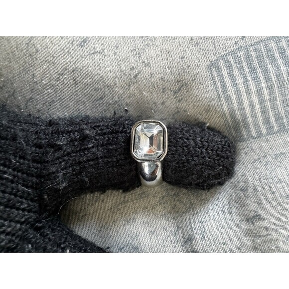 Fashion Ring Large Emerald Bezel Silver - Picture 1 of 6